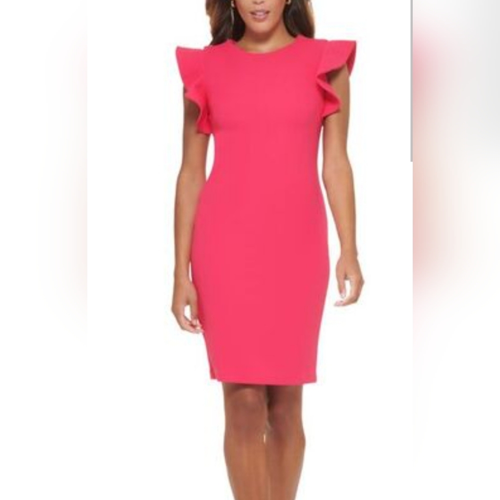 Calvin Klein Ruffle Sleeve Dress - Picture 3 of 8